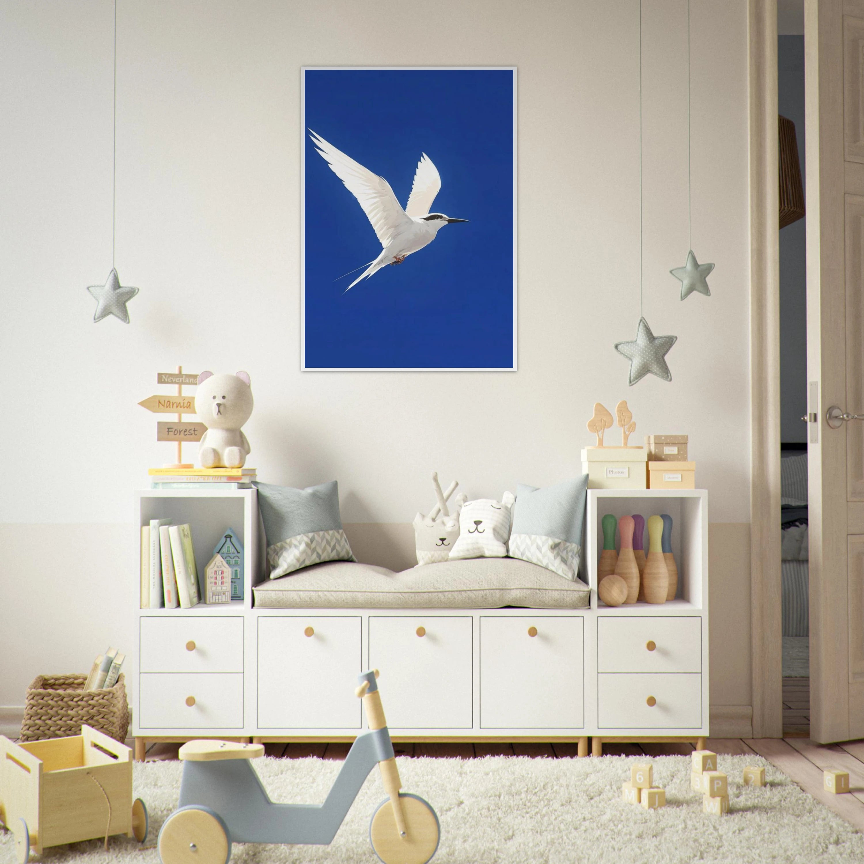 White Bird Blue Sky Art Print