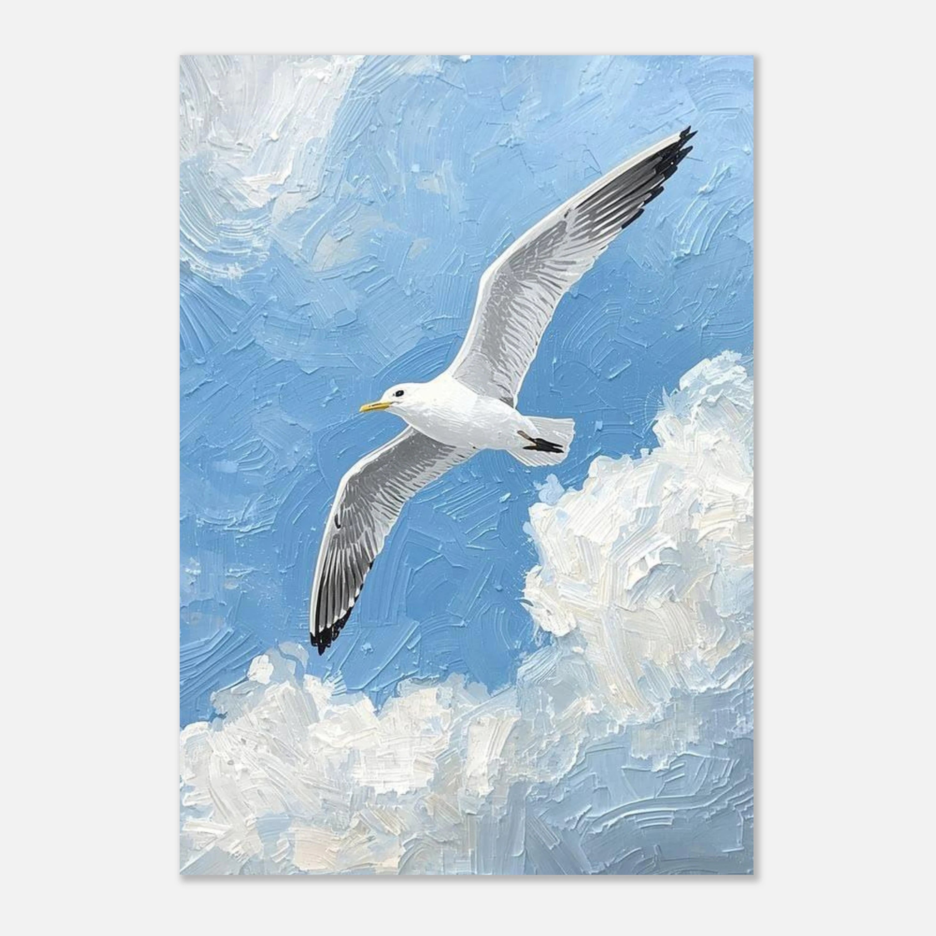 Seagull Over Clouds Art Print