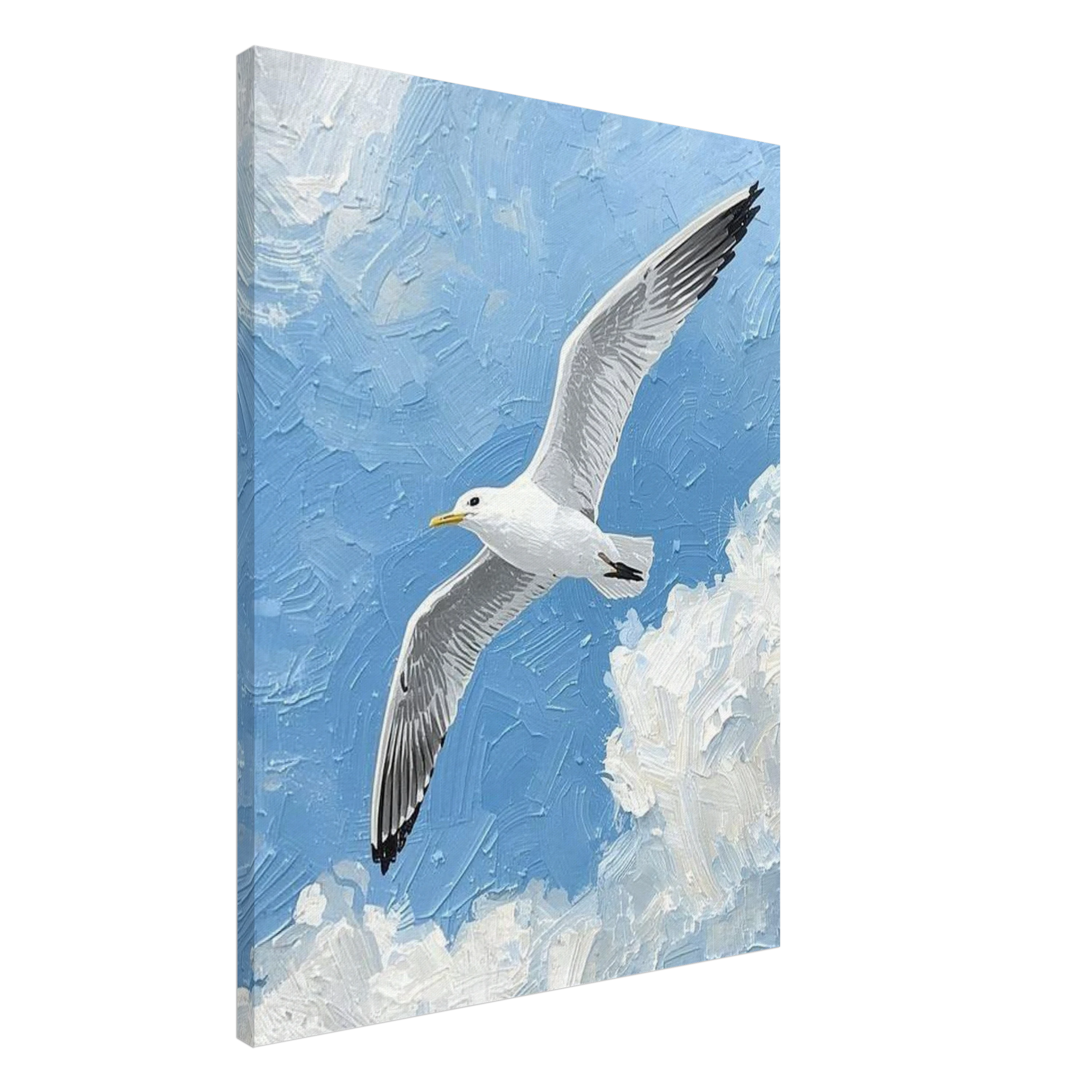 Seagull Over Clouds Art Print